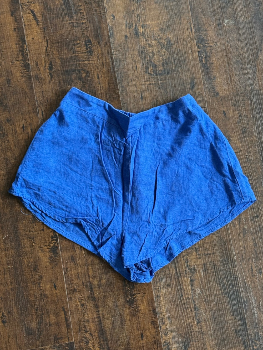 Showpo Cobalt High-Waist Linen-Blend Shorts